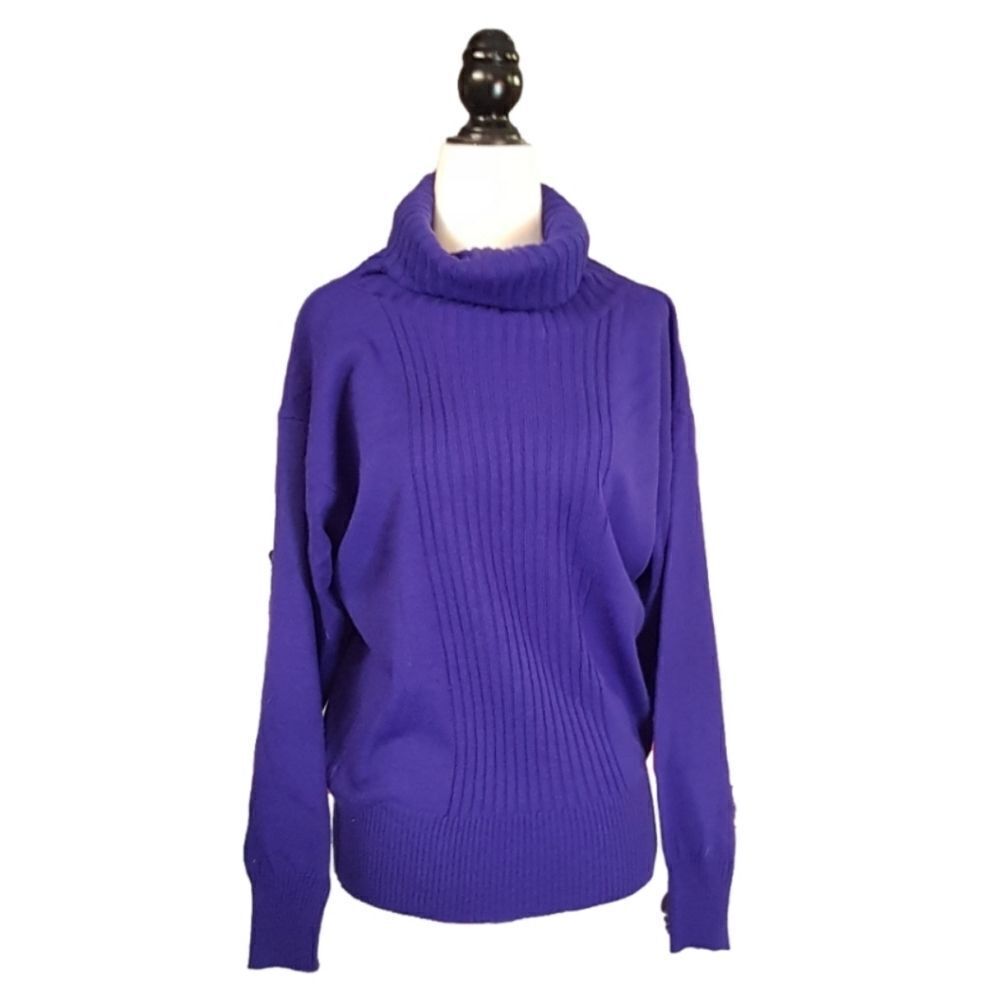 Purple Vintage 90s Lambswool Cowl Neck Sweater by zjeanne Pierre Turtleneck